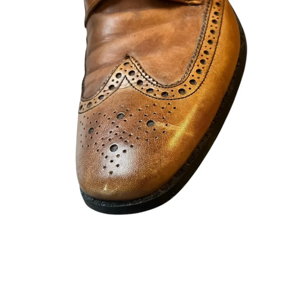 Cole Haan Air Giraldo Wingtip Tan Leather Oxford Dress Shoes C09303 Mens 8.5